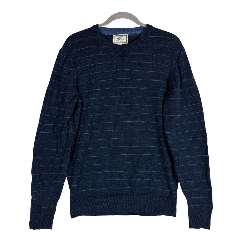 Jos. A. Bank Sweater Mens Large Blue Stripe Crewneck Knit Pullover 1905 Casual
